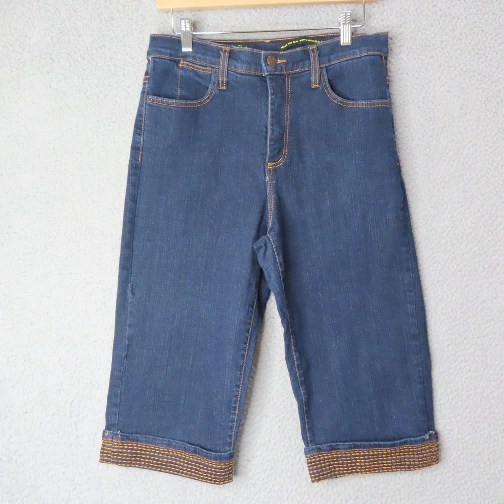 NYDJ‎ Tummy Tuck Dark Wash Capri Cropped Jeans Womens 12 Y2K Stretch Denim USA - Picture 2 of 12